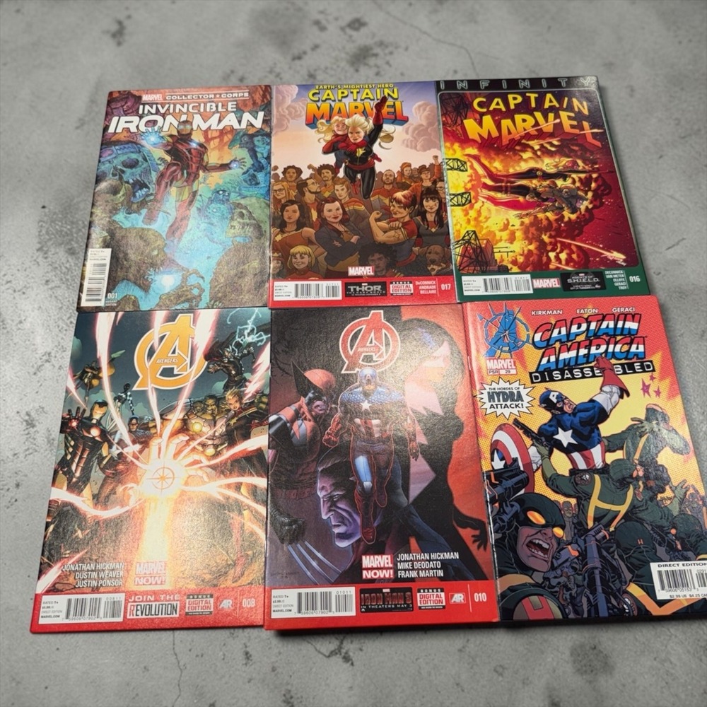 Marvel Comic Book Lot Unisex OS Multicolor Avengers Iron Man Captain Marvel 6pc